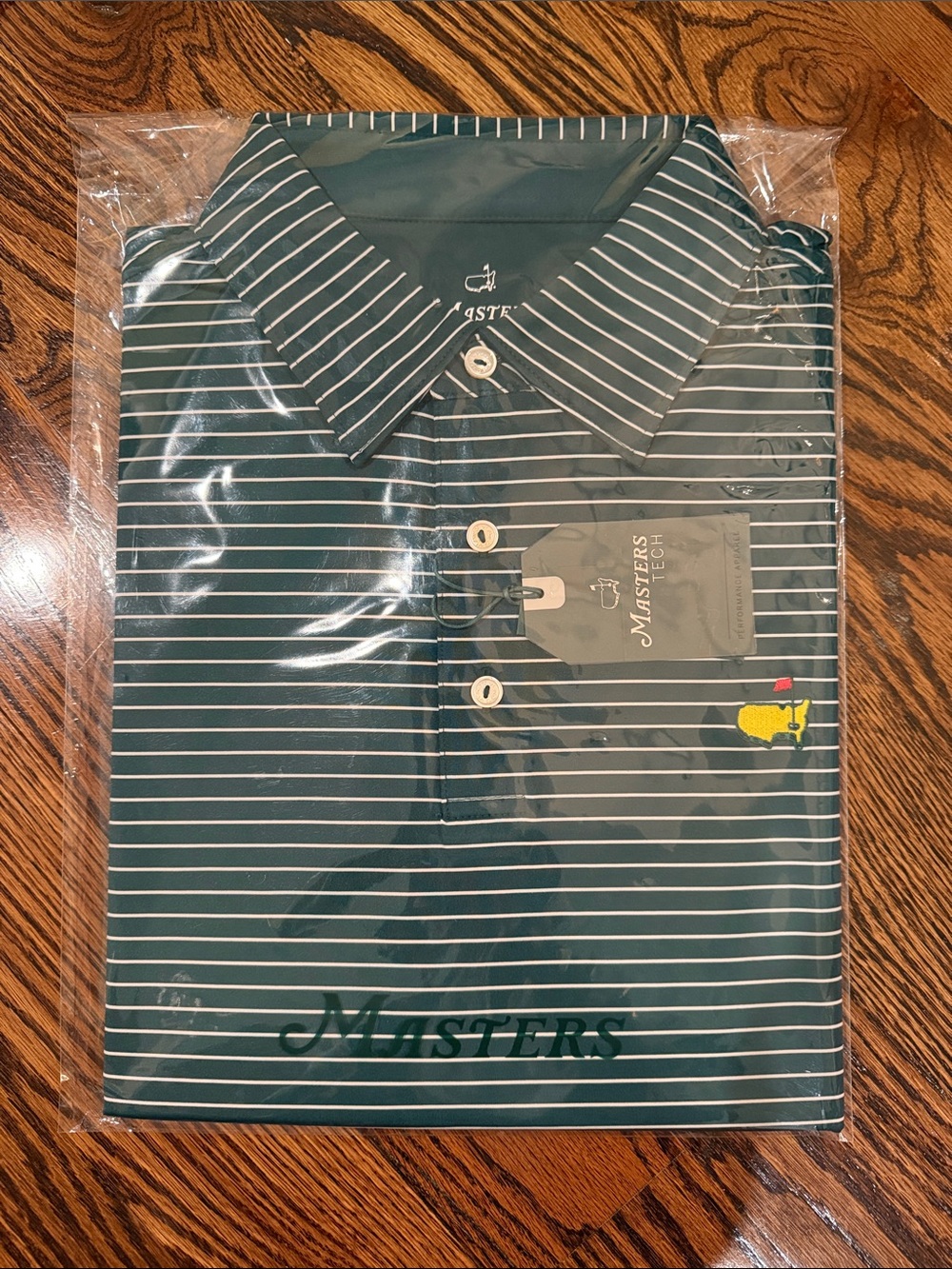 Masters Dark Green Striped Polo with Embroidered Logo